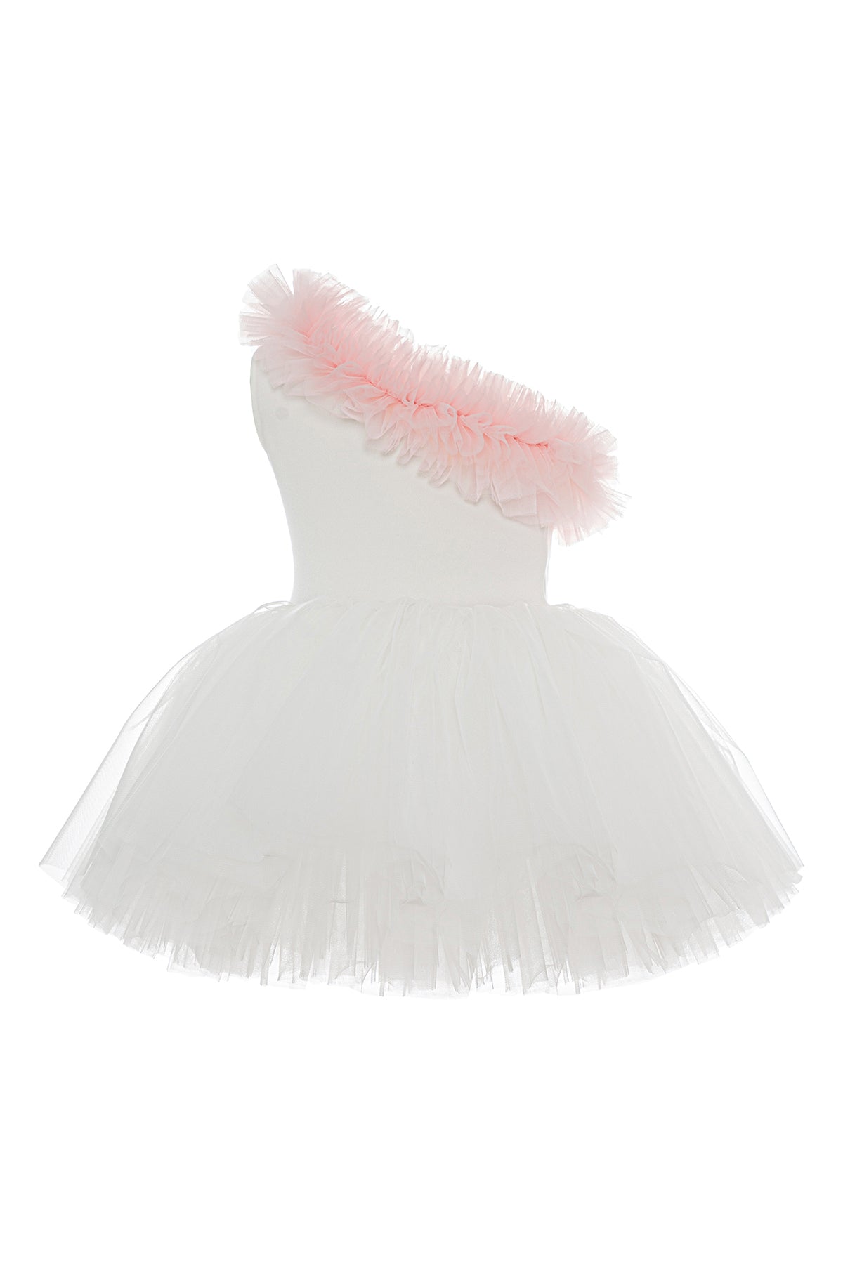 one shoulder ruffle pink mini tulle dress One Shoulder Ruffle Pink Tulle Dress KikiRiki One Shoulder Ruffle Pink Mini  Tulle Dress High Low
